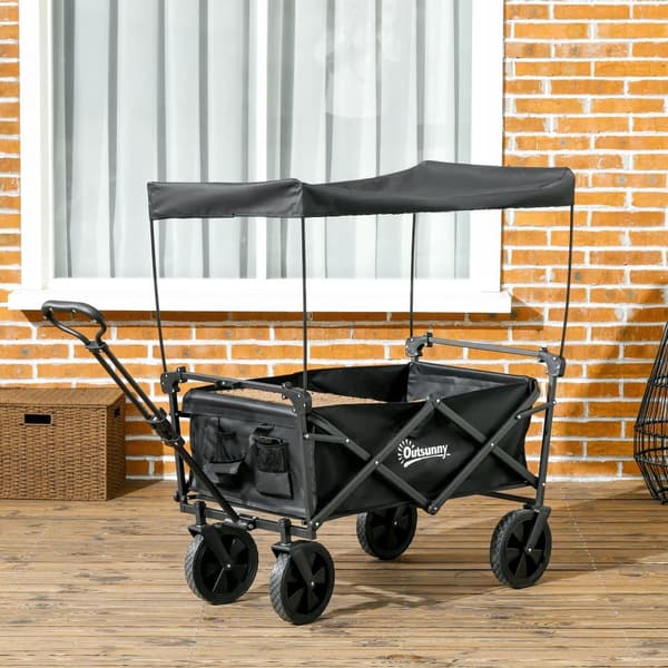 Hopfällbar vagn, 97x52x105 cm, Svart