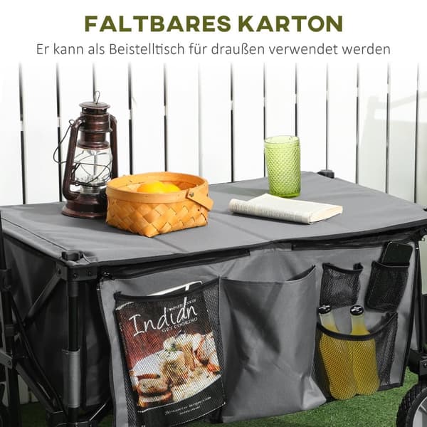Hopfällbar vagn, 108x55x93 cm, Mörkgrå