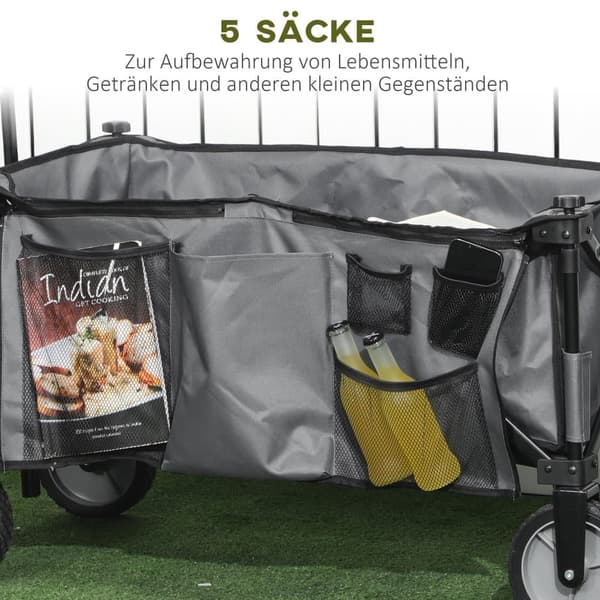 Hopfällbar vagn, 108x55x93 cm, Mörkgrå
