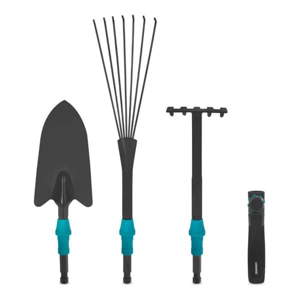 VONROC V-Fix Trädgårdsredskap 3-i-1 – Spade, Handkratta & Lövkratta – Ergonomiskt & Utrymmeseffektivt Set