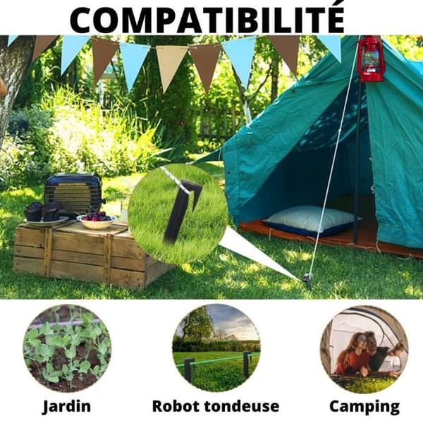 Piquet för robotgräsklippare trädgårdsarbete camping - Plastpinnar för fäste [Sats 100] Phonillico®