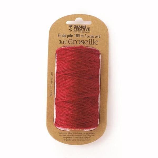 Jutegarnspole - Röd - 100 m x 2 mm