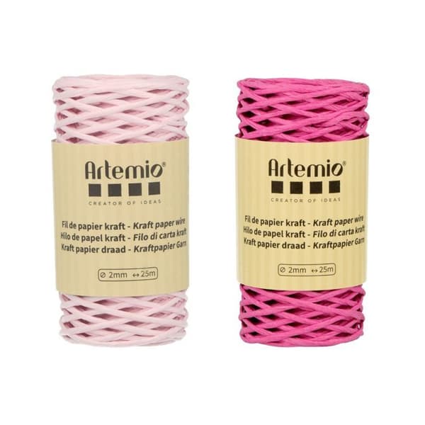 2 st fuschia/rosa krafttrådspolar 2mm x 25m