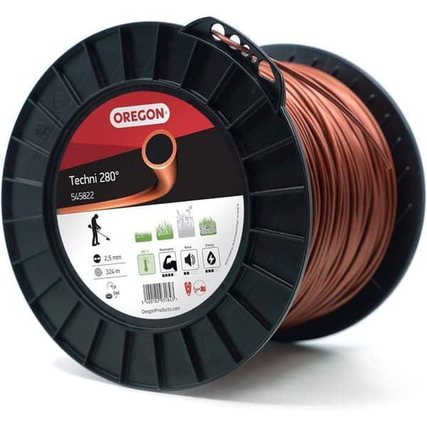 Rund Techni 280° Brun/Svart röjsåglinje ø2,5 mm/324m Oregon 545822 Upp till 30 % robustare än en vanlig rund linje.