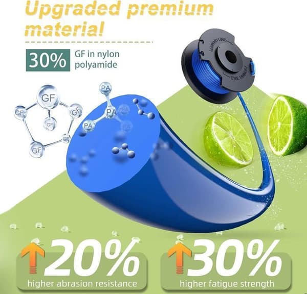 15 spolkantskärningslinje Lämplig för Ryobi One+18v 24v 40v strängtrimmer, diameter 1,65 mm (12 linjers kanttrimmer, 3 lock