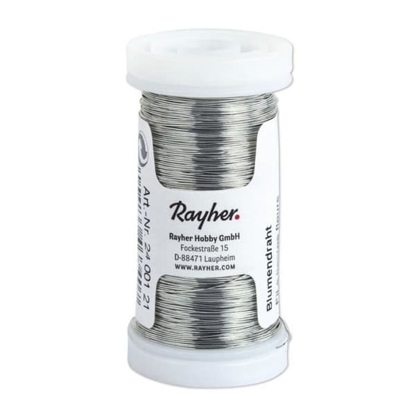 Blomtråd - RAYHER - Platina - 0,35 mm ø - 100m - Vit - 1 spole