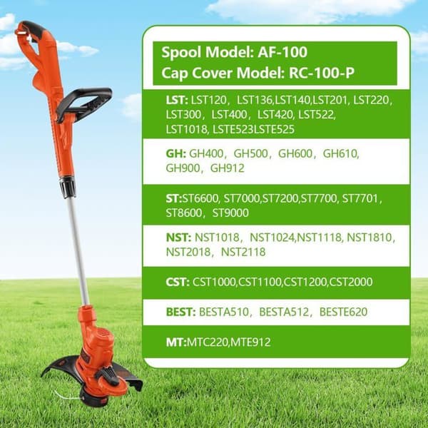 8-pack trimmertrådsspol kompatibel med Black & Decker grästrimmers, A6481 A6485 1,65mm och 9,144m längd trådspole