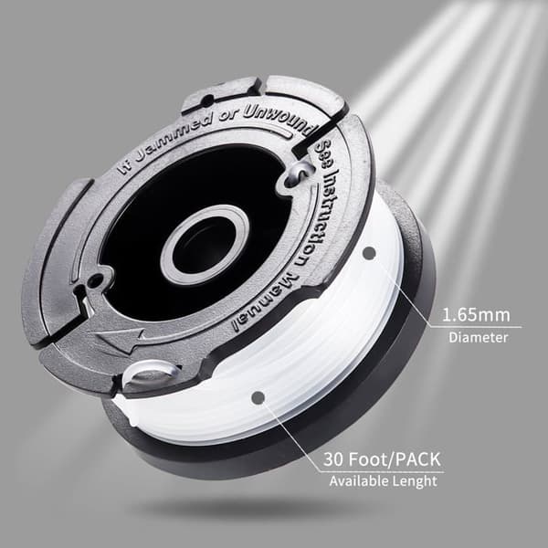 8-pack trimmertrådsspol kompatibel med Black & Decker grästrimmers, A6481 A6485 1,65mm och 9,144m längd trådspole