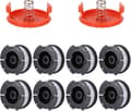 Miniatyrbild 1 av 6: 8-pack trimmertrådsspol kompatibel med Black &amp; Decker grästrimmers, A6481 A6485 1,65mm och 9,144m längd trådspole