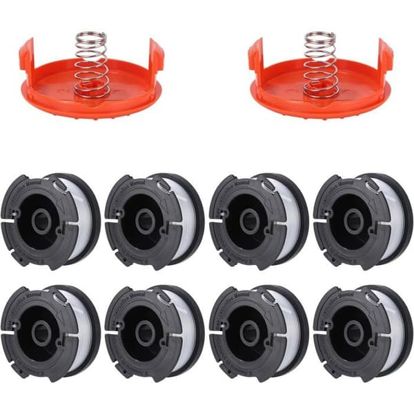 8-pack trimmertrådsspol kompatibel med Black &amp; Decker grästrimmers, A6481 A6485 1,65mm och 9,144m längd trådspole