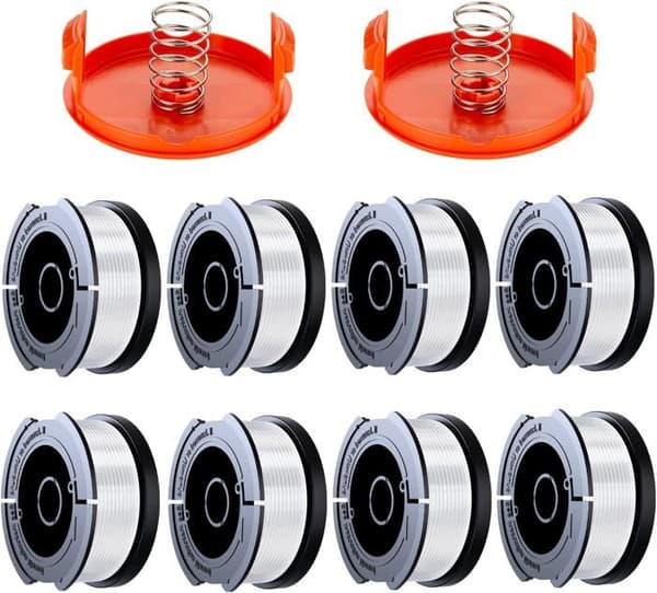 8 Pack Trimmer Wire Spole Kompatibel med Black och Decker Grästrimmers, A6481 A6485 1.65mm Trådrulle för Roddare