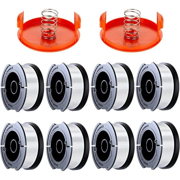 TRAHOO-8 Pack Trimmertråd Rulle Kompatibel med Black och Decker Grästrimmers, A6481 A6485 1.65mm Tråd Rulle Debro[J230]