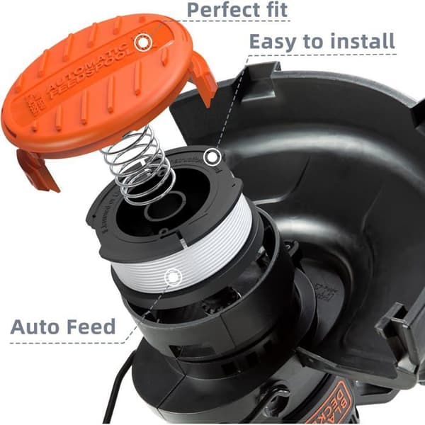 8 Pack Trimmer Wire Spole Kompatibel med Black och Decker Grästrimmers, A6481 A6485 1.65mm Trådrulle för Roddare