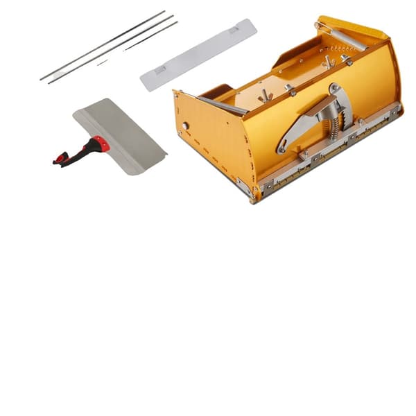 Gipsväggs Flat Box, 10 tum bred, anodiserad aluminium, inkluderar rostfria blad,Gul