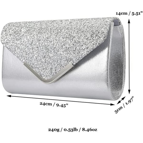 Aftapåse - BIGILANTUH - Glittrande silver - Syntetiskt läder - 24x14x5 cm - Tryckknappslås