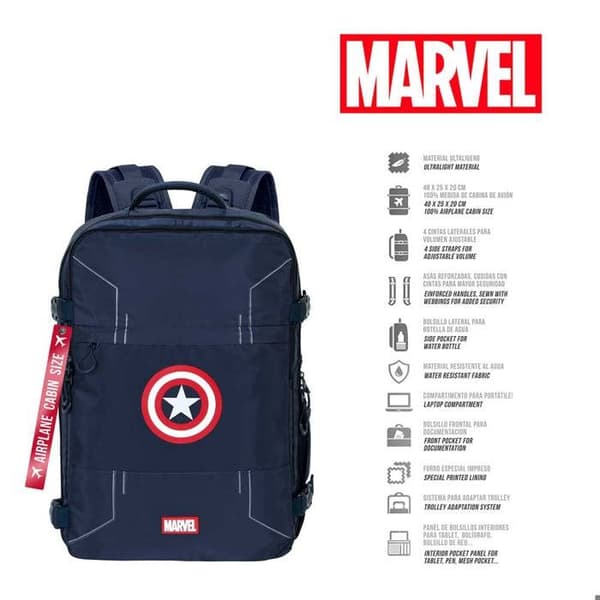 Mercury Cabin Backpack Flygplan - Marvel Captain America Utrustning - Blå - 40x20x25cm
