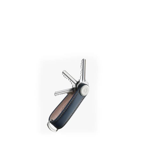 Orbitkey Navy Tan Stitching Läder Key Organizer 6 NAVY