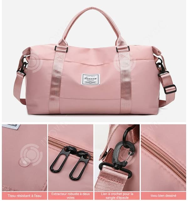INN Sportväska 48x28x17cm rosa oxford-tyg som andas och vattentät våt och torr separation dam resväska handväska