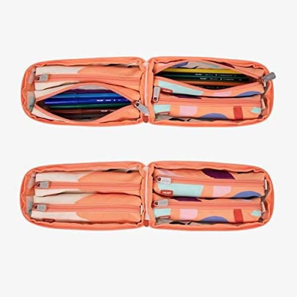 Skolmaterialset - MILAN - Roliga Djur - Orange - Polyester - 4 delar