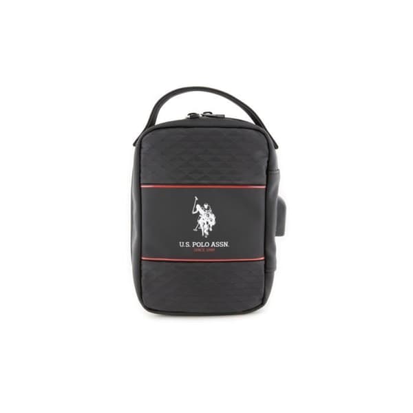 Sacoche för män - U.S Polo - Resväska med USB Modell Middle Stripe Svart
