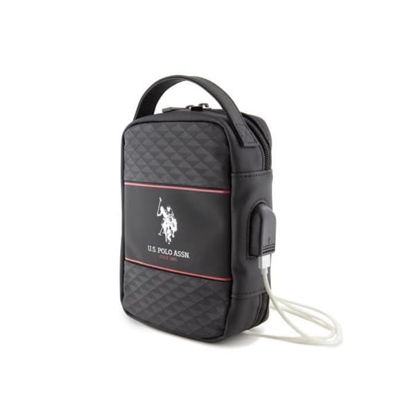 Sacoche för män - U.S Polo - Resväska med USB Modell Middle Stripe Svart