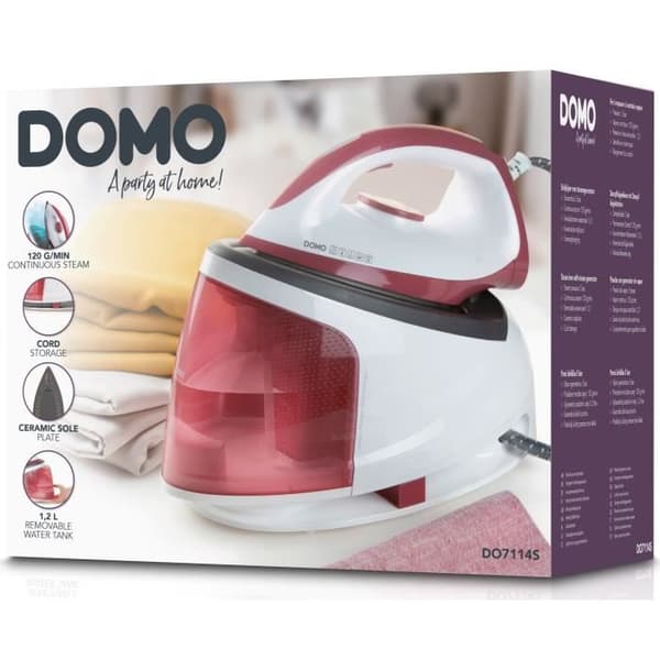 DOMO DO7114S - Strykjärn med ånggenerator - 5 bar - Kontinuerlig ånga 120g/min - Vattentank 1,2L - Keramisk sula