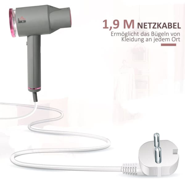Dampstrygejern, 1520 W, 27,5x18,2x9 cm, Grå Pink