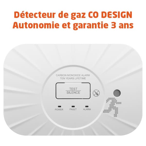 Gasdetektor CO DESIGN - Autonomi och garanti 3 år