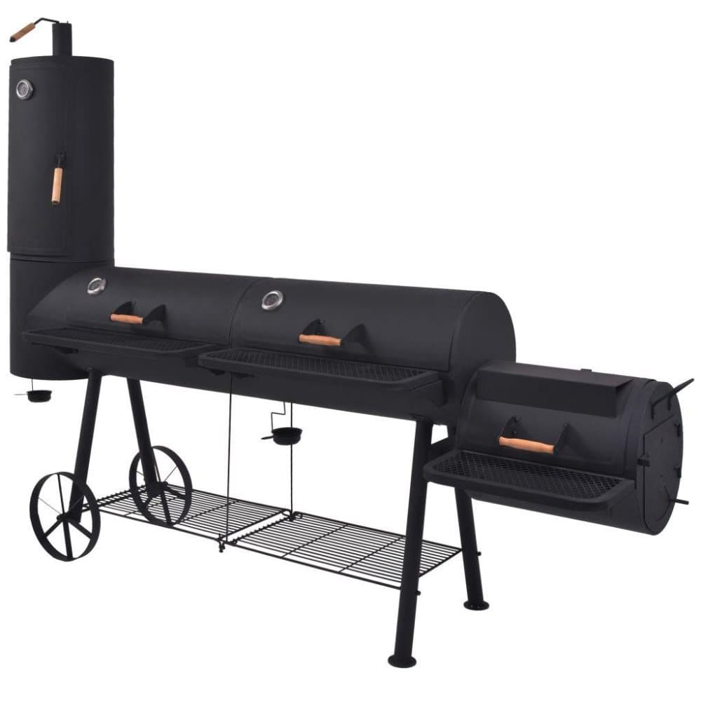 vidaXL Hiilisavustin/-grilli + alahylly Musta Lujatekoinen XXXL