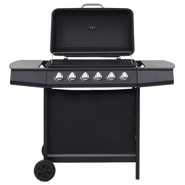 vidaXL Gassgrill med 6 kokesoner stål svart