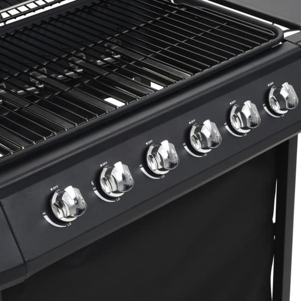 vidaXL Gassgrill med 6 kokesoner stål svart