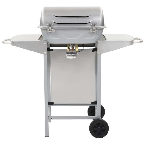 vidaXL Gasolgrill med 2 grillzoner rostfritt stål silver