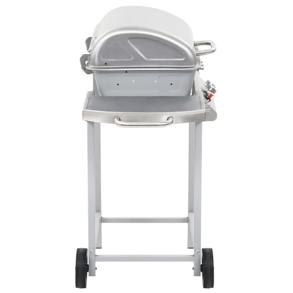 vidaXL Gasolgrill med 2 grillzoner rostfritt stål silver