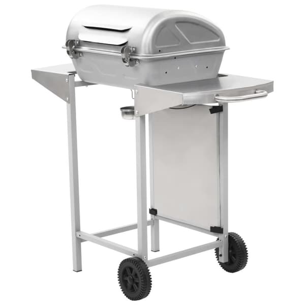 vidaXL Gasolgrill med 2 grillzoner rostfritt stål silver