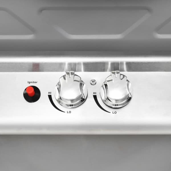vidaXL Gasolgrill med 2 grillzoner rostfritt stål silver