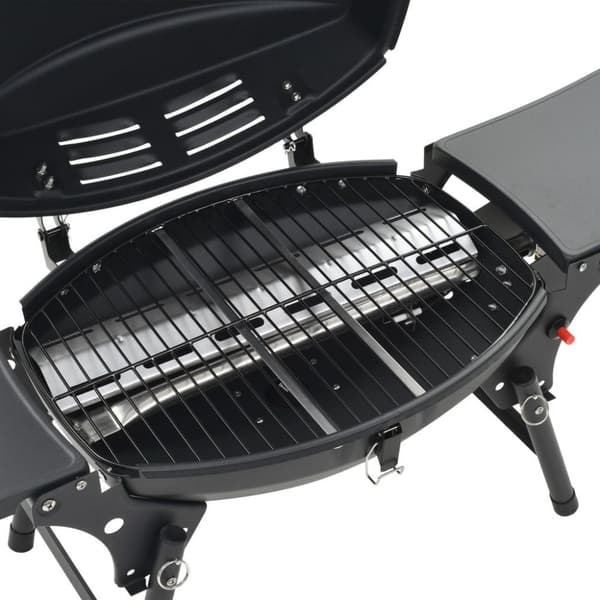 vidaXL transportabel gasgrill med madlavningszone sort
