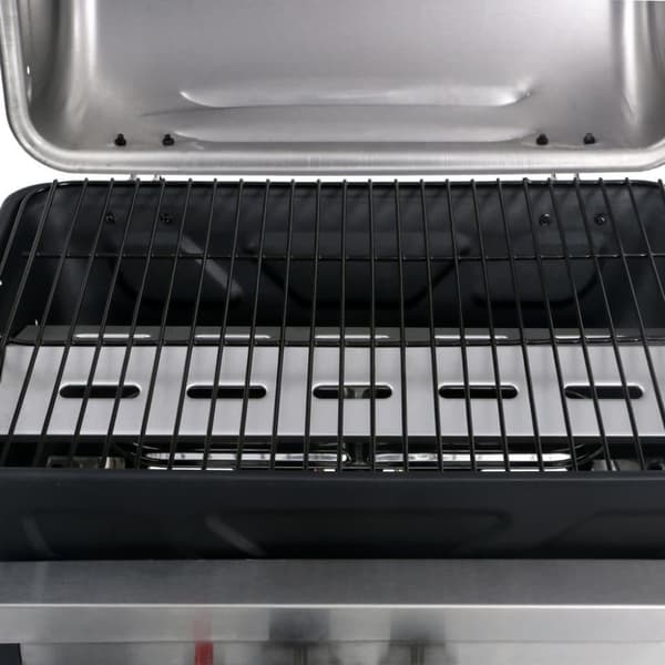 vidaXL Gasolgrill med sidobord i 3 nivåer svart och silver