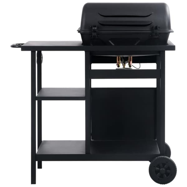 vidaXL Gasolgrill med sidobord i 3 nivåer svart