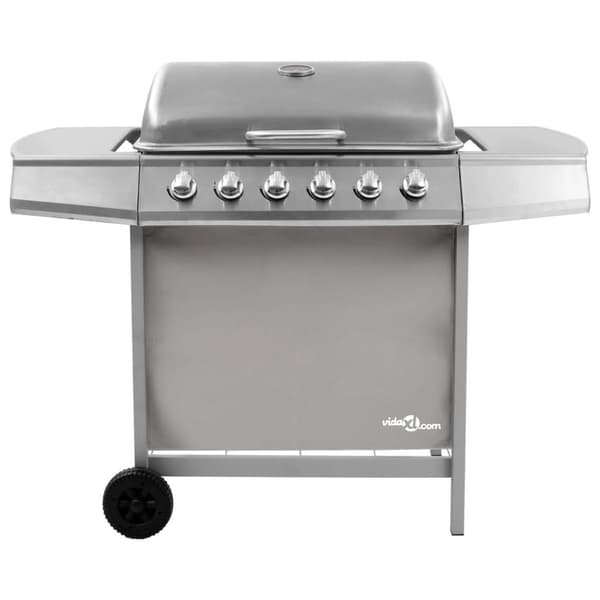 vidaXL gasgrill 6 brændere sølvfarvet
