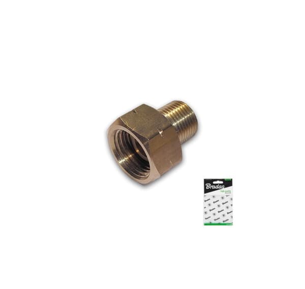 Kaksisegmenttinen alennus 21,8L naaras / 3/8"L uros, messinki