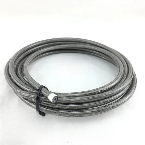 Motorcykel Flettet PVC Slange, PTFE Rustfrit Stål Konstruktion, Højtryk Modstand, Flere Længde Muligheder,5m, PTFE sølv