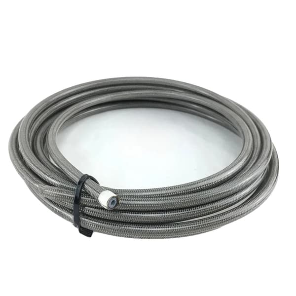 Motorcykel Flettet PVC Slange, PTFE Rustfrit Stål Konstruktion, Højtryk Modstand, Flere Længde Muligheder,5m, PTFE sølv