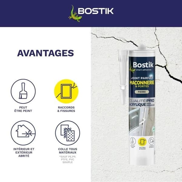 BOSTIK Perfekt fog för murverk och stentonsramar - 280 ml patron