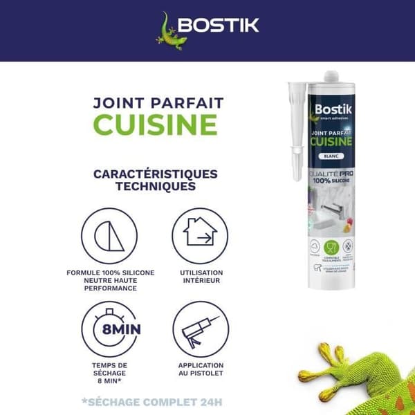 BOSTIK Transparent Kitchen Perfect Joint Waterproofing Kitty för långvarig finish och anslutningar - 280 ml patron