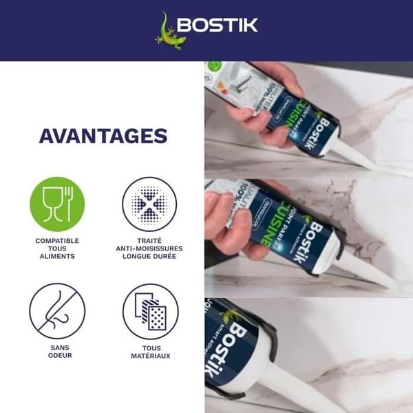 BOSTIK Transparent Kitchen Perfect Joint Waterproofing Kitty för långvarig finish och anslutningar - 280 ml patron