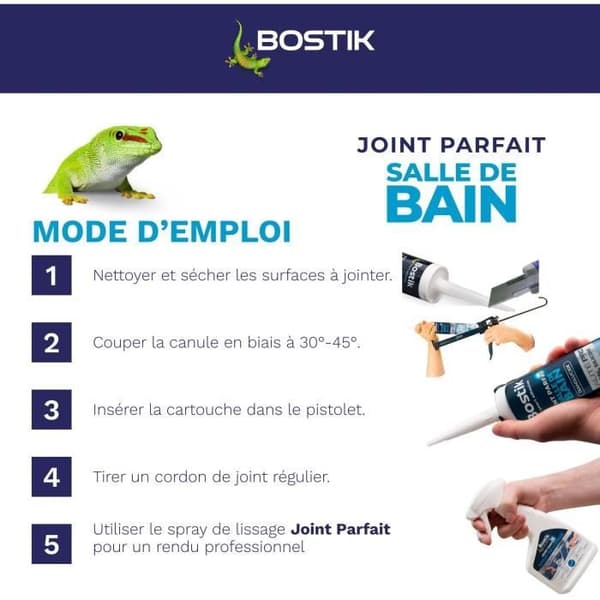 BOSTIK Bathroom Perfect Sealant Vattentätande tätningsmedel Långvarig anti-mögelbehandlad - 280 ml patron