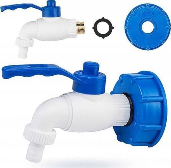 Teflon - filasse - Bradas tätning - IBCS60-KS1212 - Blå fjärilskombination S60x6Z med kran 1/2''x1/2'' koppar (stål/ppr)