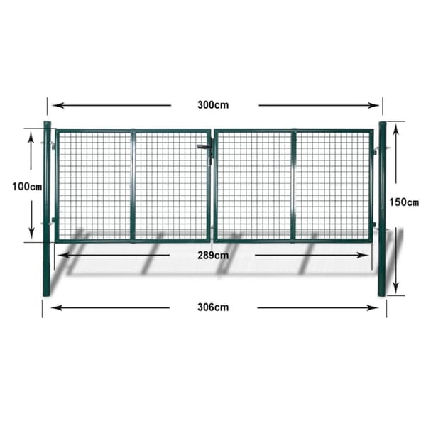vidaXL havelåge 306 x 150 cm stål grøn