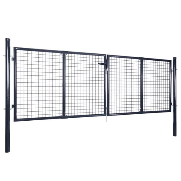 vidaXL Hageport netting galvanisert stål 289x125 cm grå