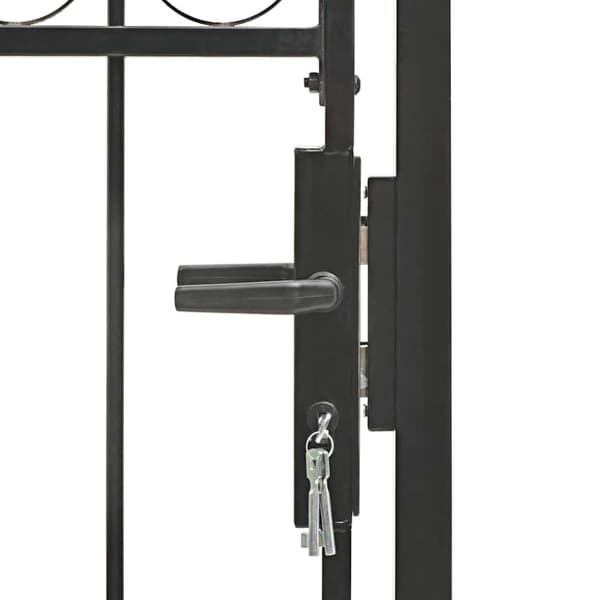 vidaXL Hageport med buet topp stål 100x175 cm svart